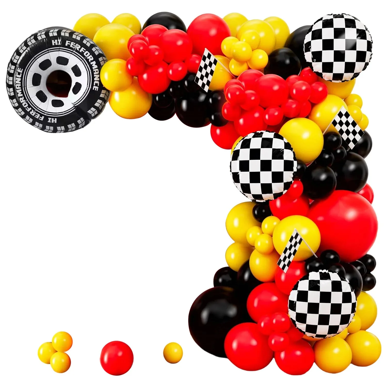 Ballon anniversaire – kit arche de ballons voitures de course, 109 pièces