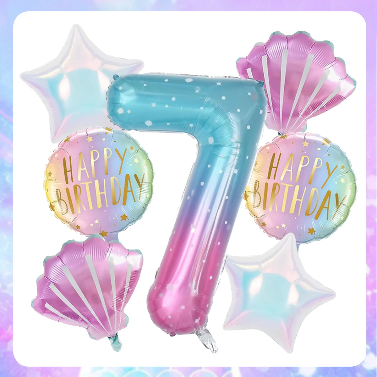 Ballon anniversaire - ensemble sirène chiffre 7, ballons aluminium